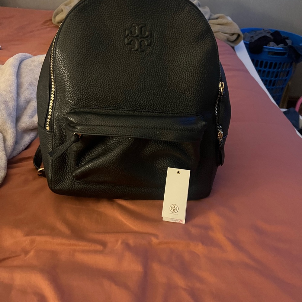 Tory Burch Black Backpack with Textured Finish